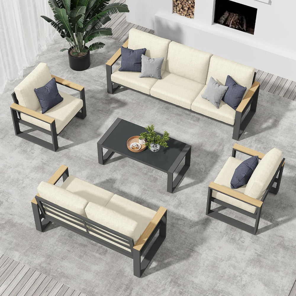 RoyalCraft Aluminum Patio Furniture, 7-Seats Metal Outdoor Furniture Set with...