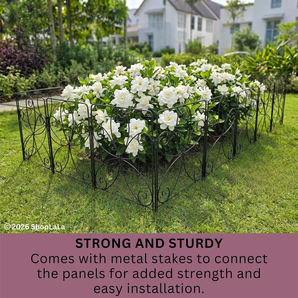ShopLaLa Garden Fencing (10 Panels) 12.5in(L) x 16.5in(H) Rustproof Black Met...