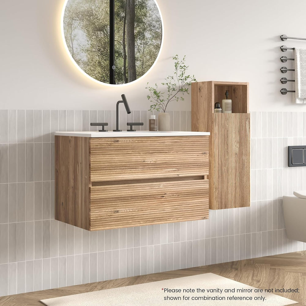 12" Floating Bathroom Storage Cabinet, Modern Bathroom Wall Cabinets wit...