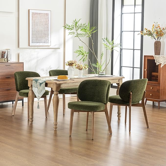 YOUNIKE Olive Green Dining Chairs Set of 6 Mid Century Modern Kitchen Chair w...
