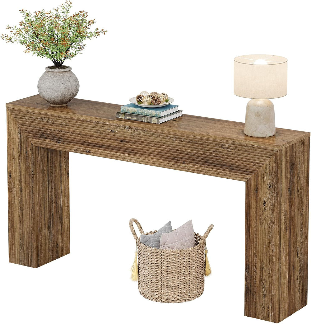 Tribesigns 63" Console Table, Rustic Fluted Long Sofa Table Behind Couch...