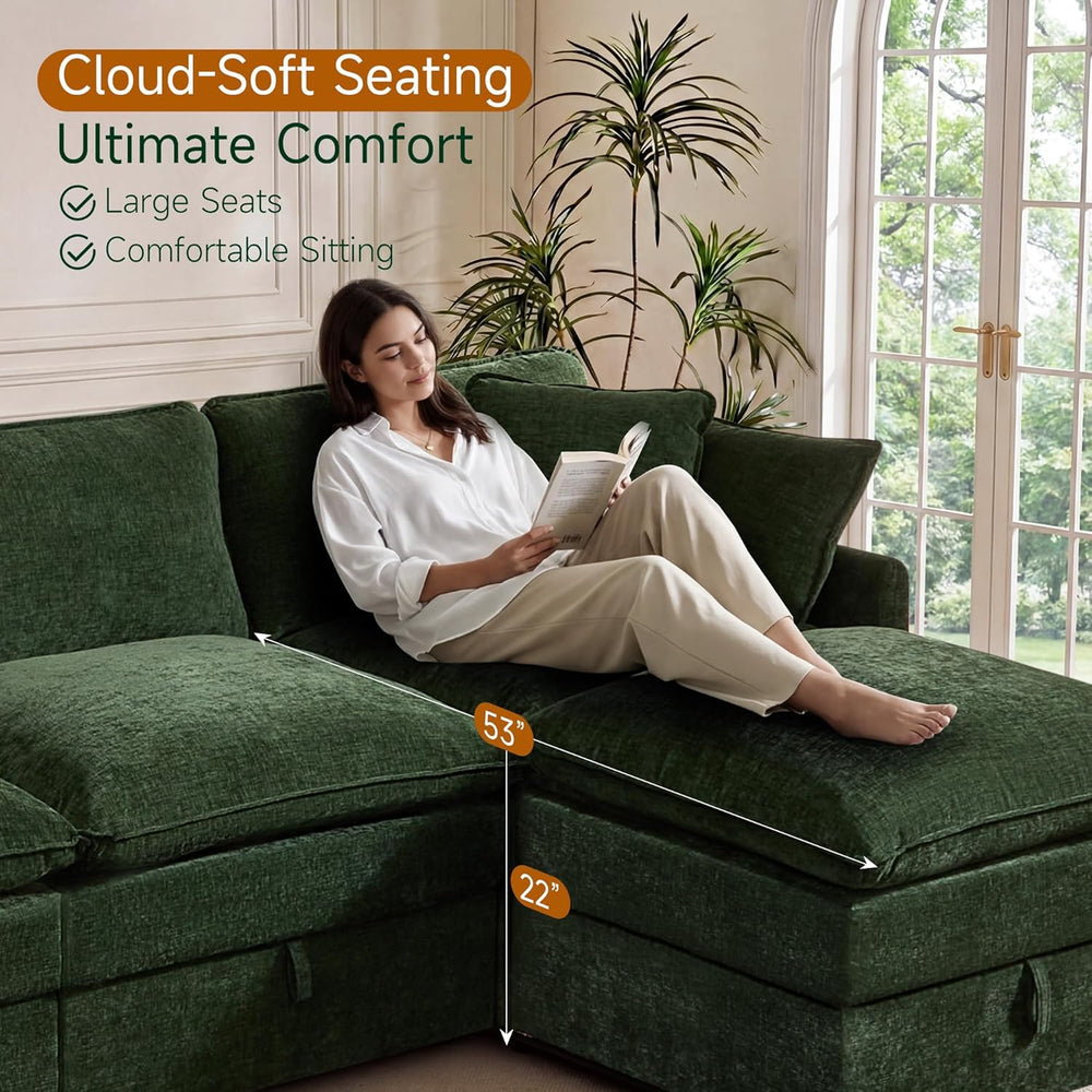 Myroyalsit Modular Sofa with Storage, 135" Sleeper Sofa Bed Sectional Cl...