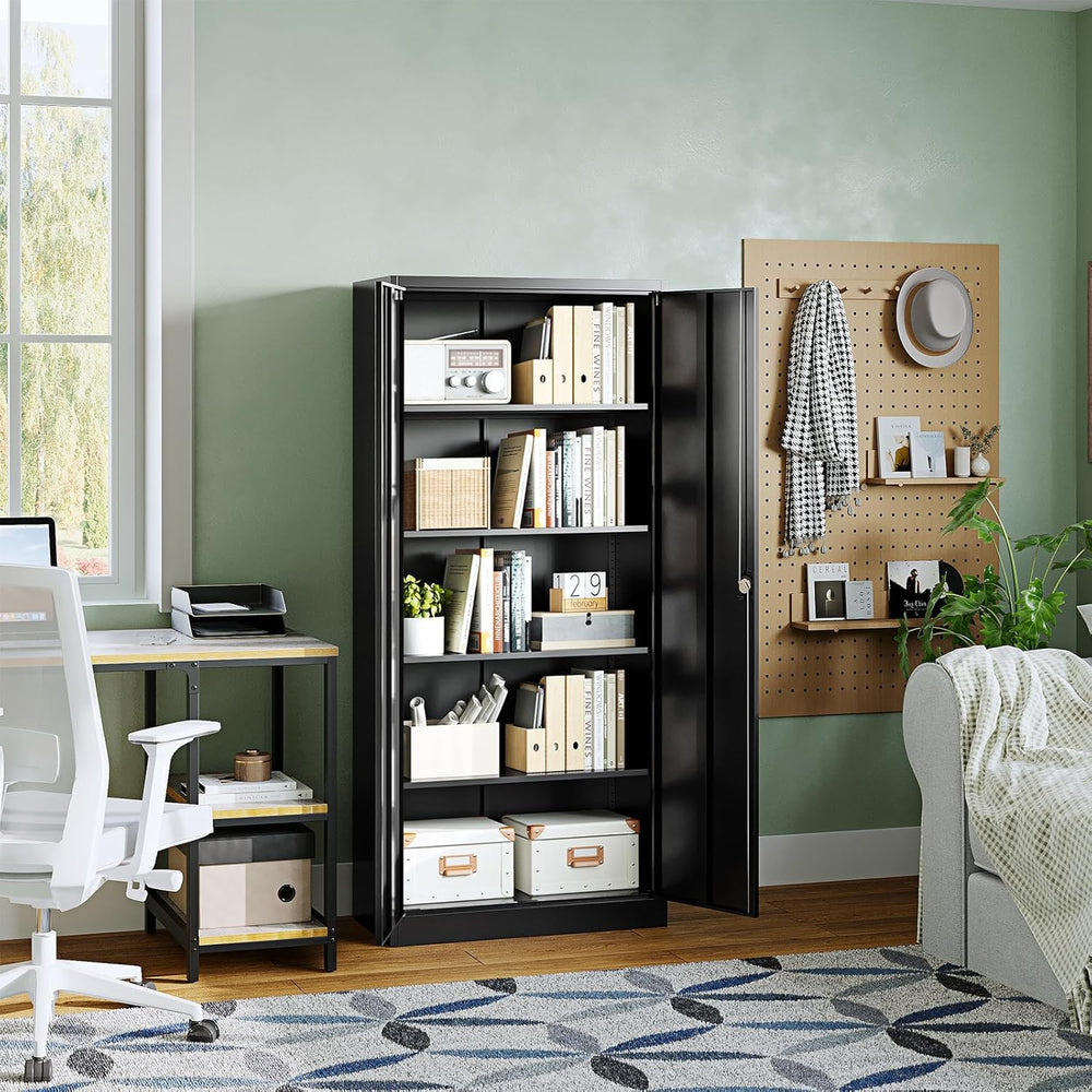 Letaya Metal Garage Storage Cabinets with Lock Door and Adjustable Shelves, S...