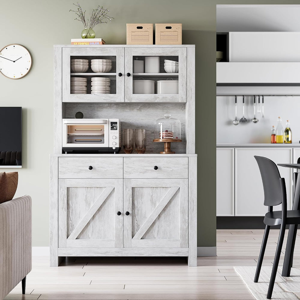 Contemporary Kitchen Pantry Cabinet – Freestanding Hutch Buffet Cupboard with...