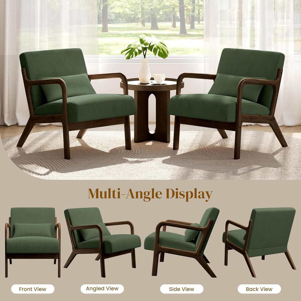 Yaheetech Accent Chair for Living Room, Corduroy Mid Century Modern Reading A...