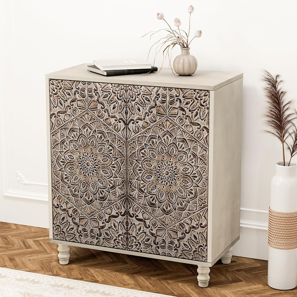 HOMPUS Storage Cabinet, Accent Cabinet with 2 Doors and Adjustable Shelves, C...