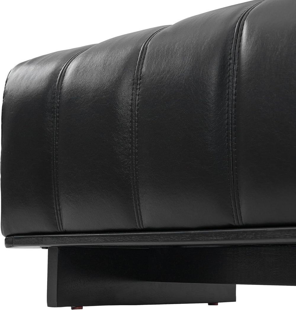 Christopher Knight Home Lamie Faux Leather Upholstered Dining Bench, Wooden E...