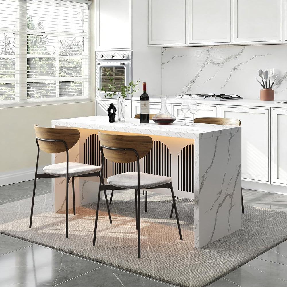 59IN Large Imitation Marble Dining Table, Suitable for 4-6 People, Modern Kit...