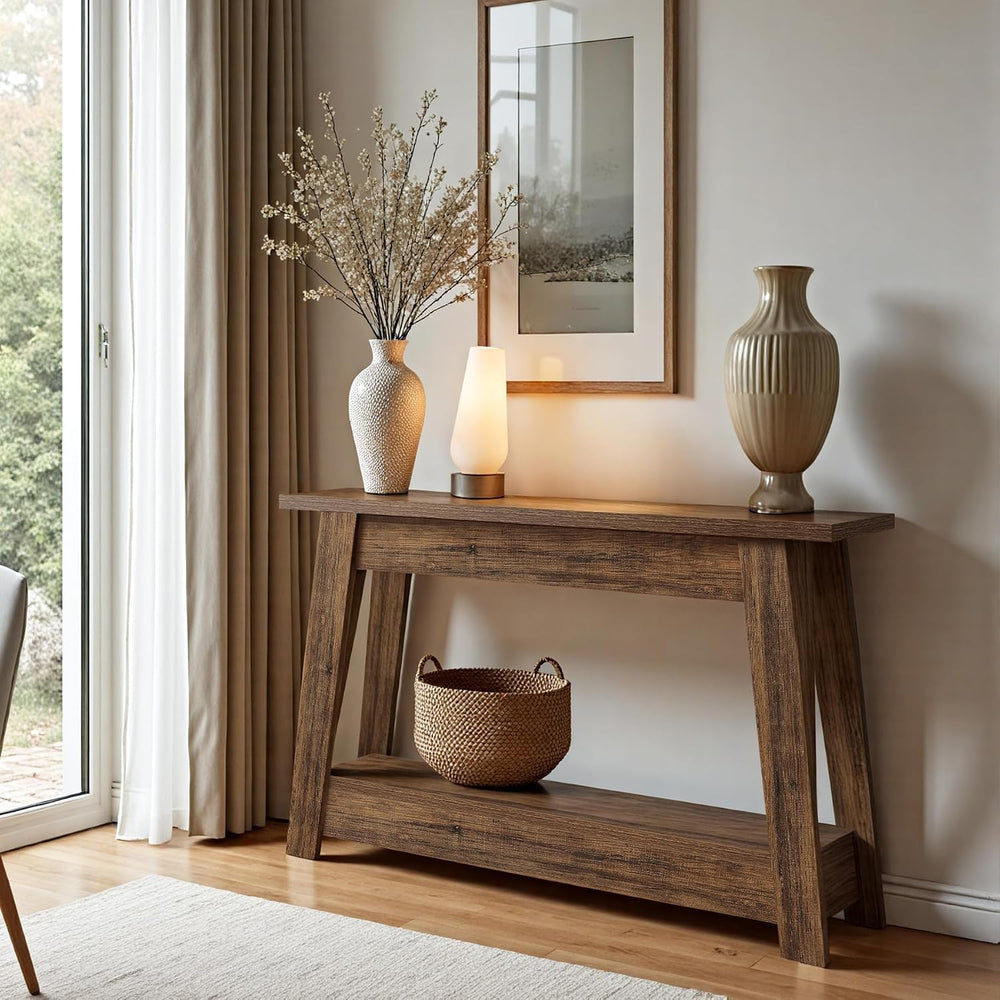 Tribesigns 41.3-Inch Farmhouse Entryway Table, 2-Tier Narrow Console Table Be...