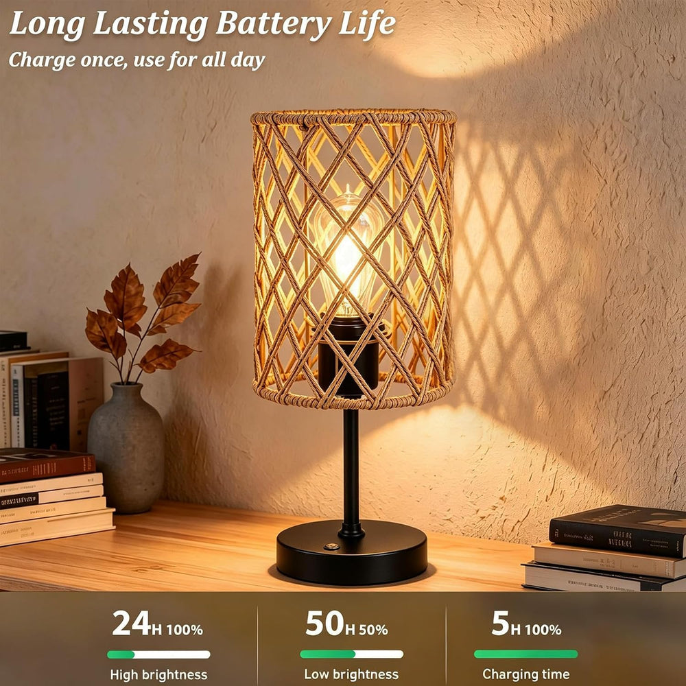 Rechargeable Outdoor Patio Table Lamps, Set of 2 Cordless Battery Operated Po...