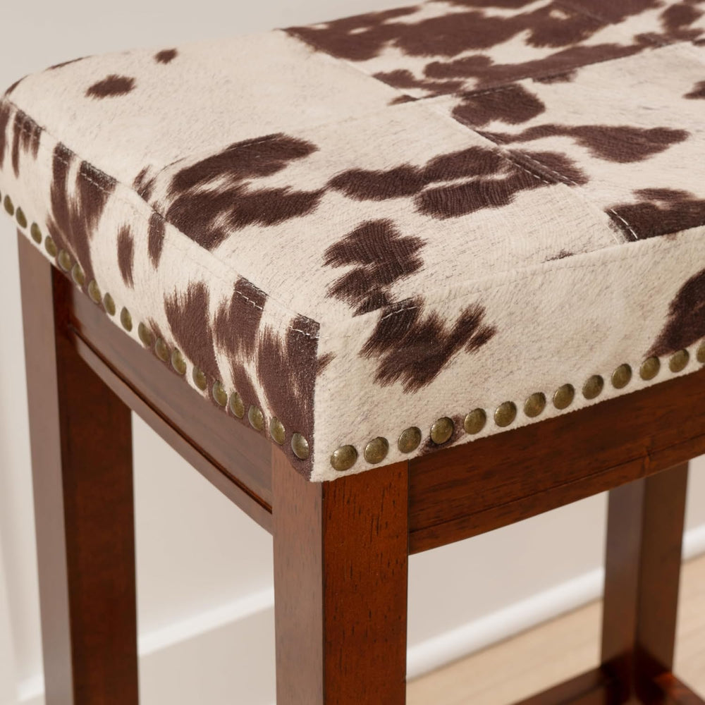 Linon Claridge Rich Brown Wooden 24 Inch Seat Height Counter Stool with Brown...
