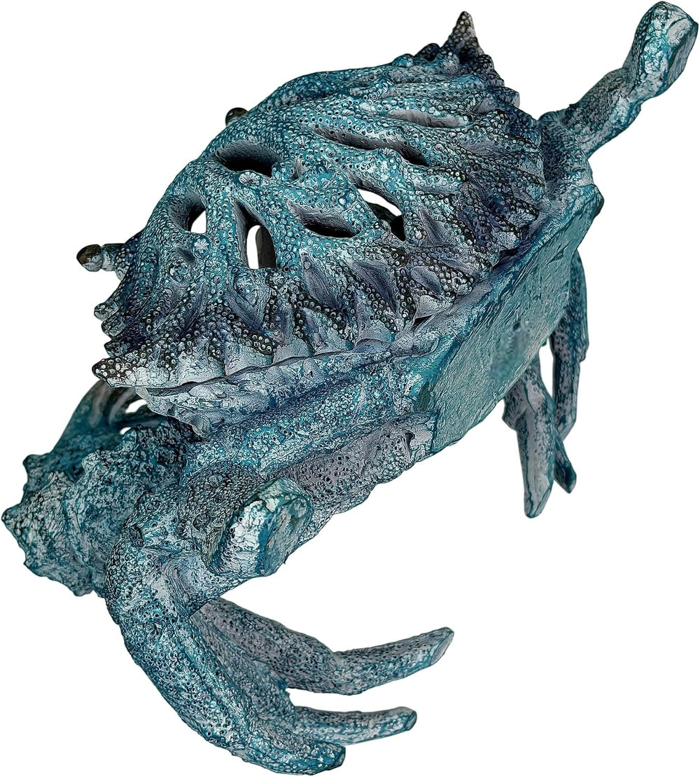 Crab Wine Bottle Holder, 8 Inch Turquoise Resin with Coral-Look Center | Rais...