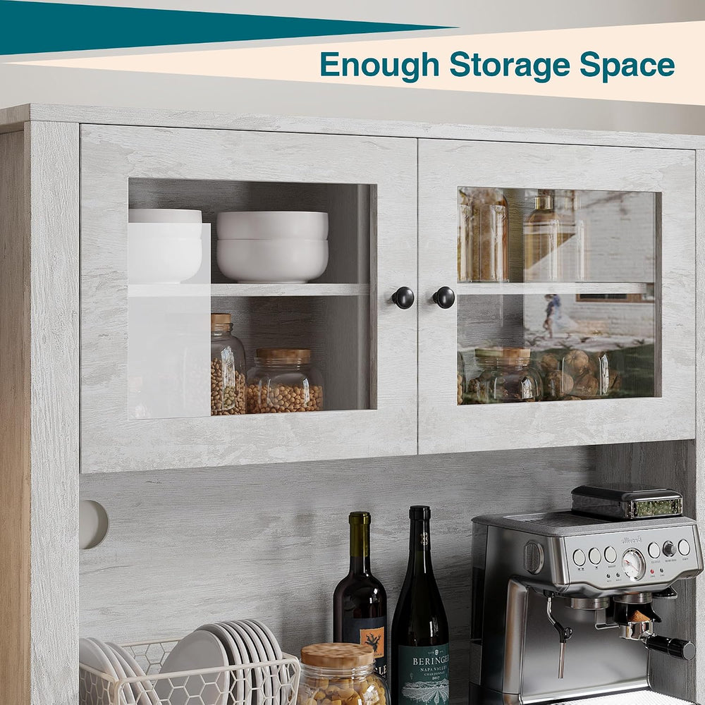 TrailBlaze Freestanding Pantry Cabinet with Microwave Stand - Coffee Bar &...