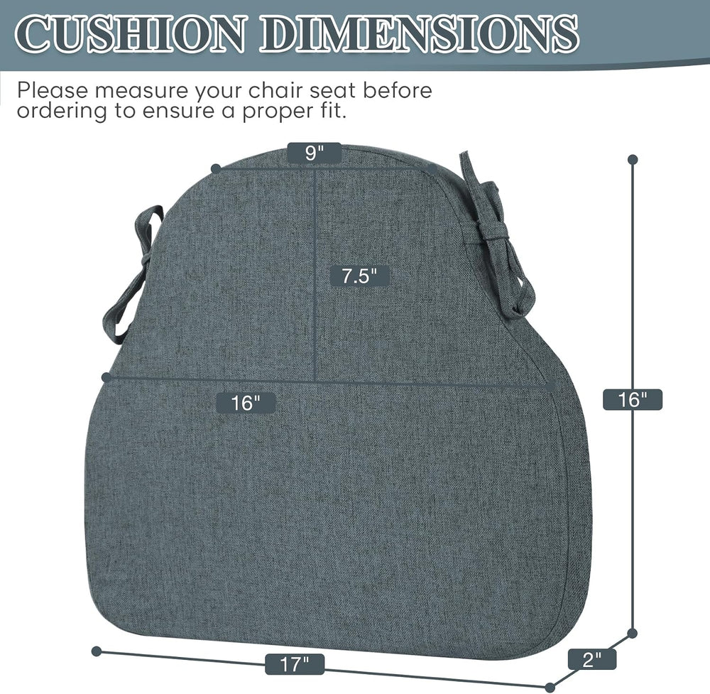 Dark Grey Winsor Chair Cushions Seat Pads with Ties Set of 4