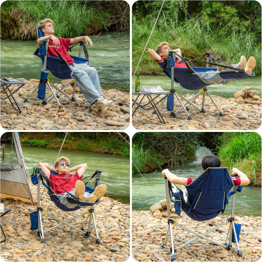 2-Pack Aluminum Hammock Chair with Footrest, Oversized Portable Folding Swing...