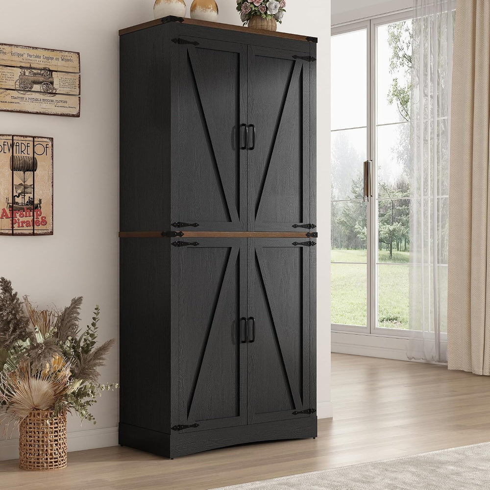 Hlivelood 71" Tall Kitchen Pantry,Farmhouse Storage Cabinet with Adjusta...
