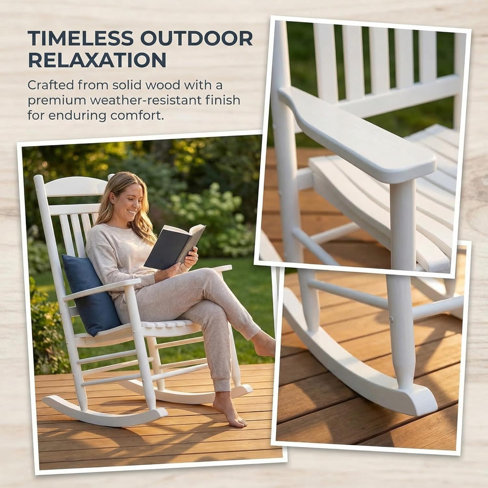 Wooden Outdoor Rocking Chair, Weatherproof Oversized Rocking Chair, Heavy Dut...