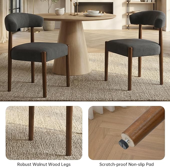 VKNOW Wooden Dining Chairs Set of 2, Modern Upholstered Dining Room Chairs wi...