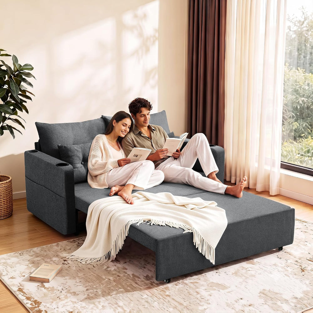 Krcix 3 in 1 Sofa Bed, 56" Convertible Pull Out Couch, Loveseat Sleeper ...