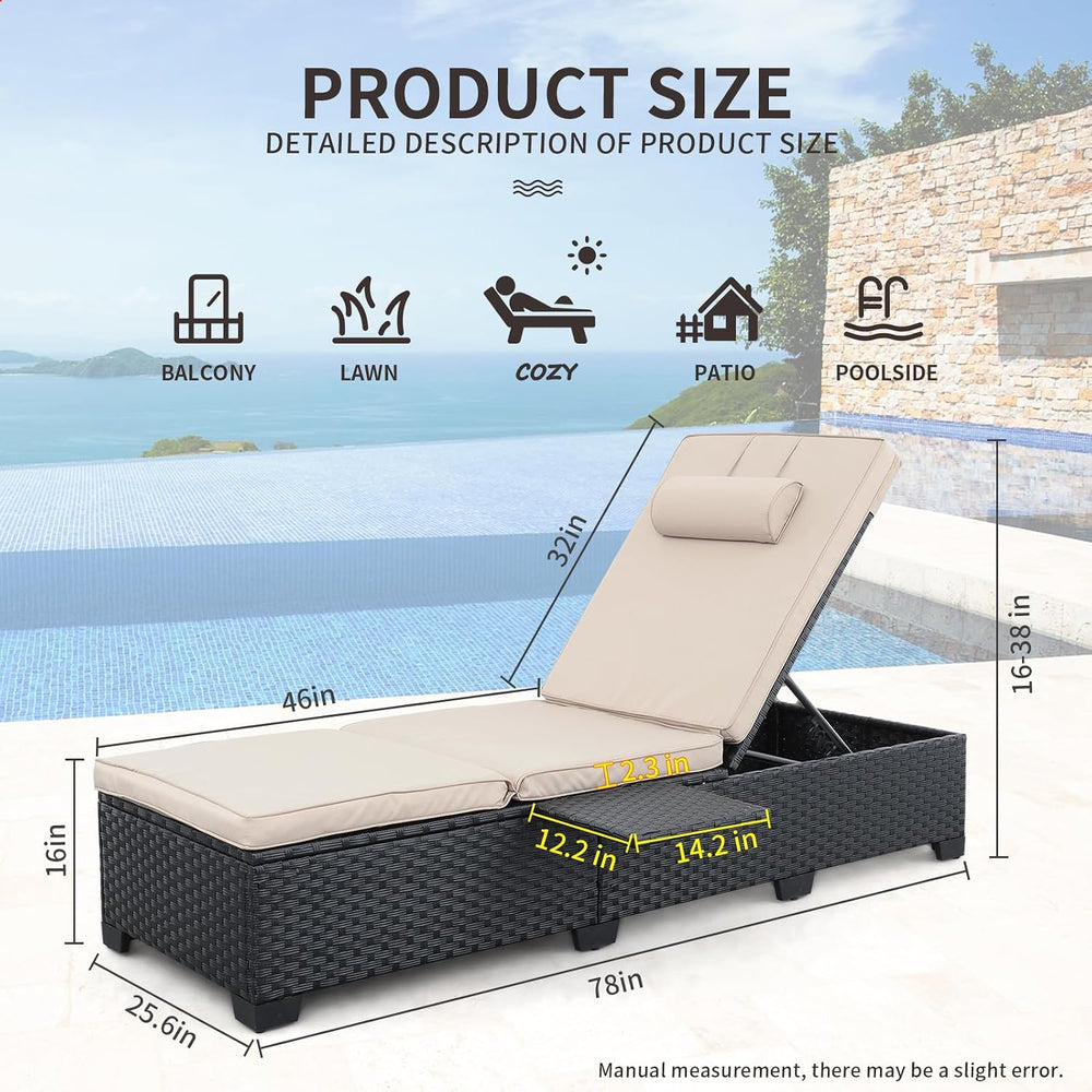 WAROOM Outdoor Chaise Lounge Chairs for Outside Patio Furniture Set of 2 Wick...