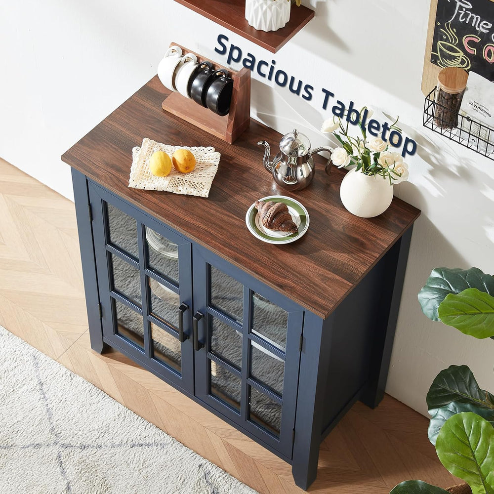 Joaxswe Large Sideboard Buffet Cabinet with Storage, 32" Farmhouse Navy ...