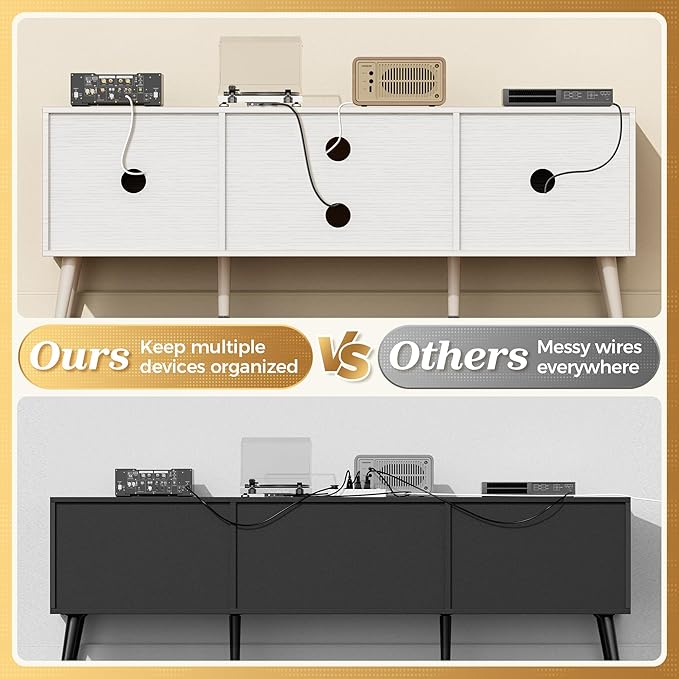 SUPERJARE TV Stand for 55 Inch TV, Entertainment Center with Adjustable Shelf...