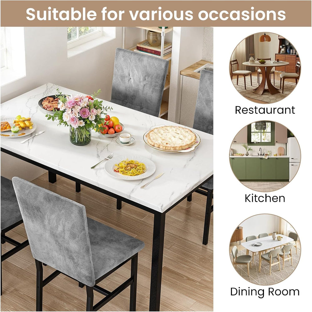 Hooseng Dining Room Table Set 5 Piece Dining Table Set Marble Dining Table 4 ...