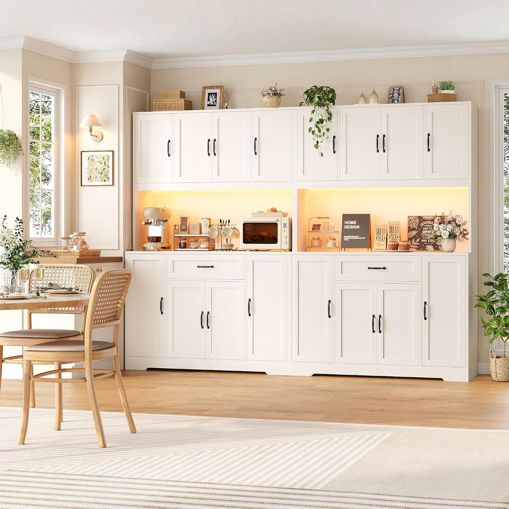 HITHOS 70" LED Kitchen Pantry Cabinet with Charging Station, 47" Wi...
