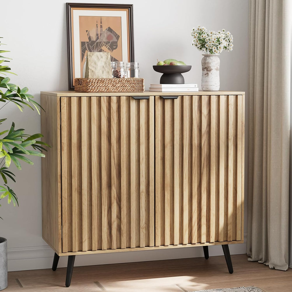 Semiocthome Buffet Cabinet with Storage, Sideboard Cabinet with Fluted Doors ...
