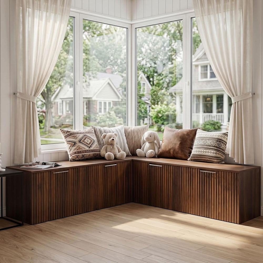 ZZW L Shaped Storage Bench, Modular Corner Dining Bench Seating, 63" Bre...