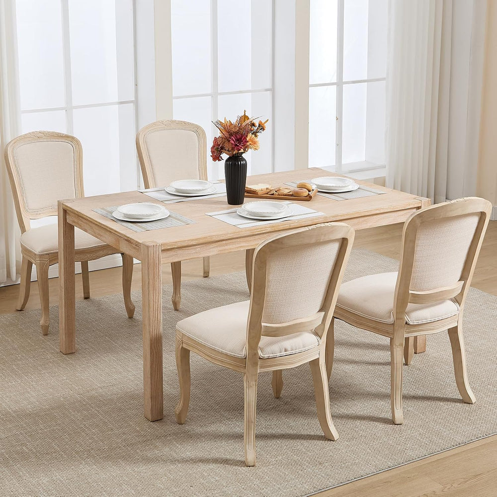 Kmax French Dining Chairs Set of 4, Farbric Upholstered Dining Chairs with El...
