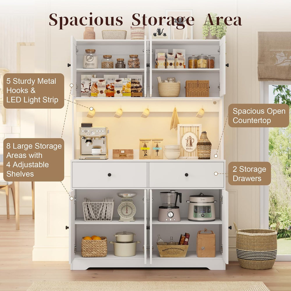 71" Kitchen Pantry Cabinet with Charging Station, Pantry Storage Cabinet...