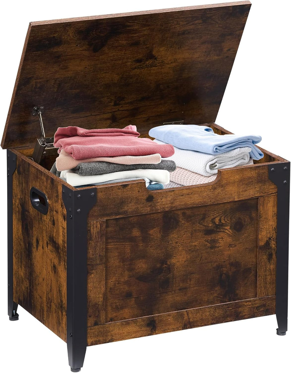 IDEALHOUSE Storage Bench, 23.6" Retro Wooden Storage Chest with 2 Safety...