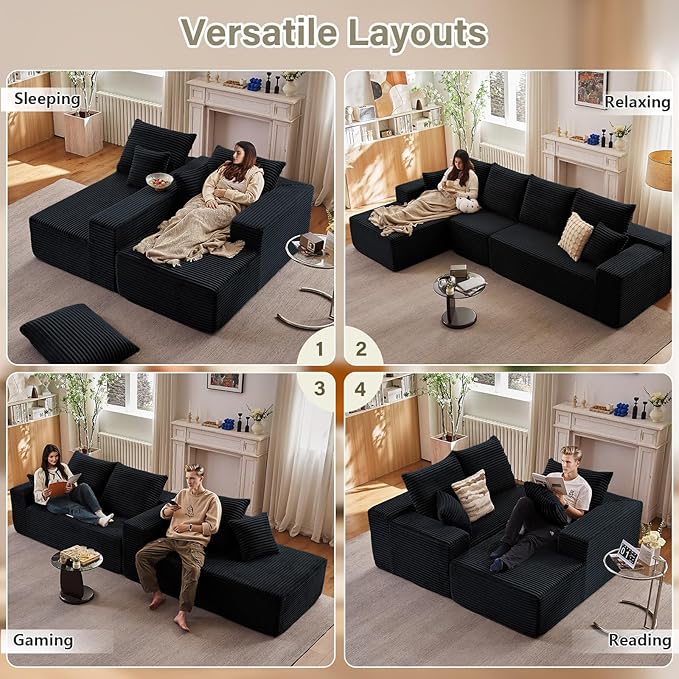 135" Modular Sectional Couches for Living Room, Comfy L Shaped Cloud Cou...