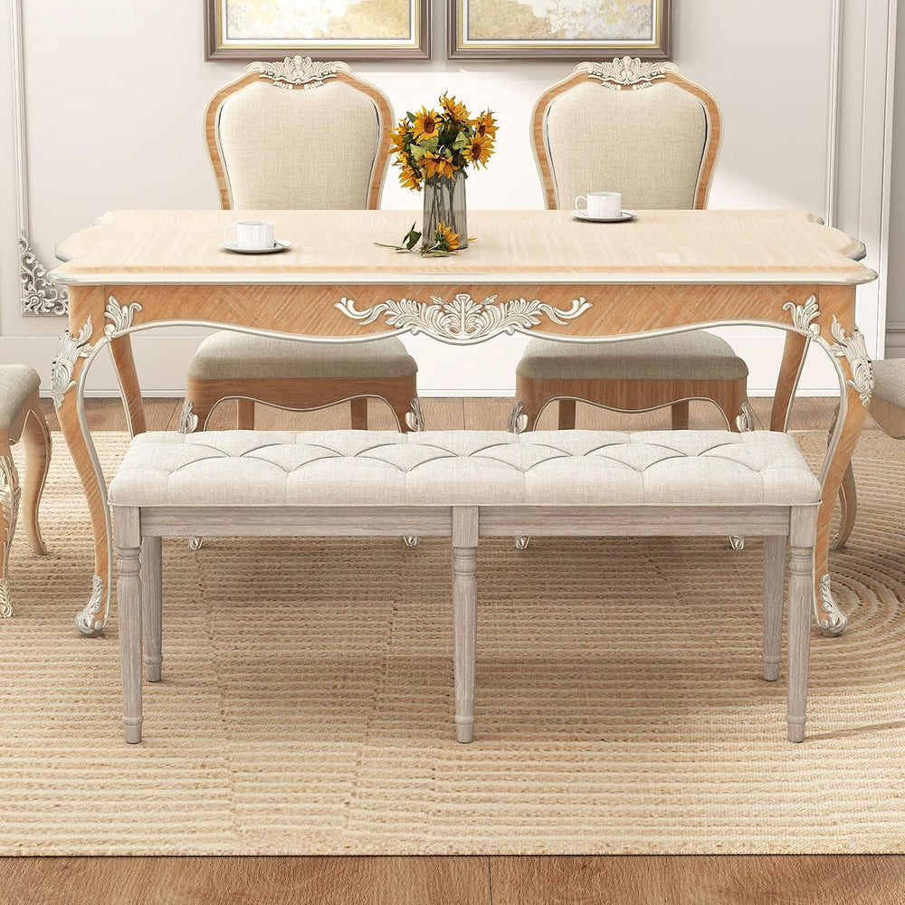 GOFLAME 47.5” Upholstered Bedroom Bench, French Tufted End of Bed Bench with ...