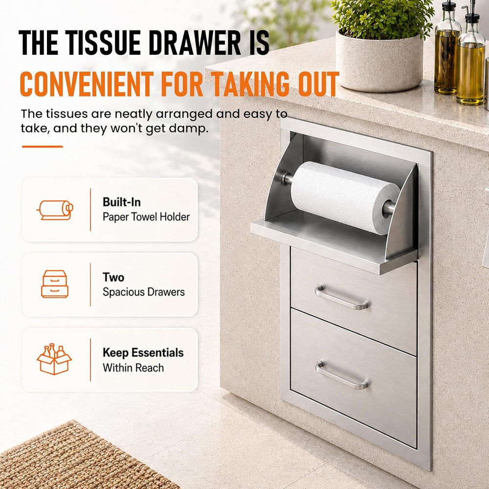 Outdoor Kitchen Drawers, 17" W x 30" H x 21" D Stainless Steel...