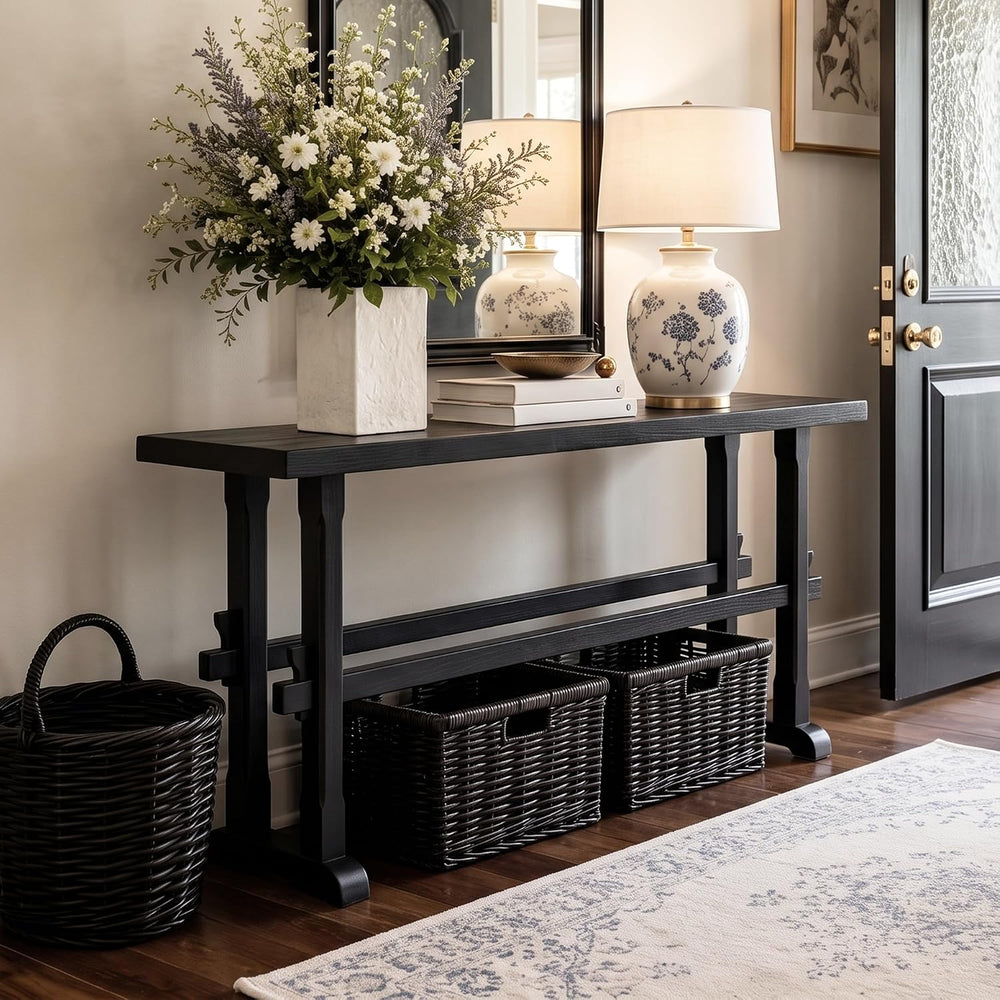 Narrow Entryway Table 59" Farmhouse Wood Long Skinny Console Table for E...