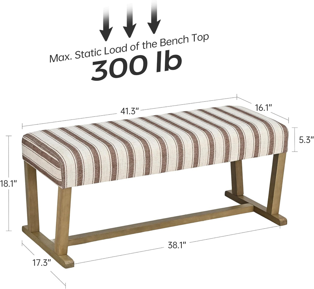 VKNOW 41" Upholstered Entryway Bench, End of Bed Bench with Cushion and ...