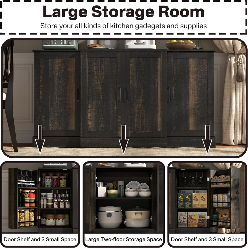 Buffet Cabinet with Storage,59" Large Farmhouse Sideboard Buffet Cabinet...
