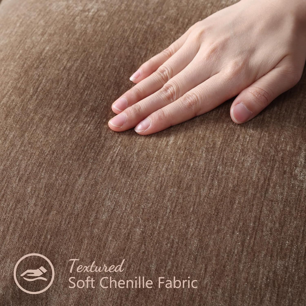 Pallene Chenille Soft Brown Throw Pillow Cover 22x22 Set of 2
