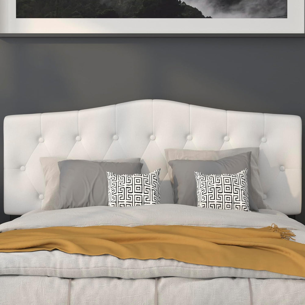 Flash Furniture Queen Tufted Fabric Headboard, White