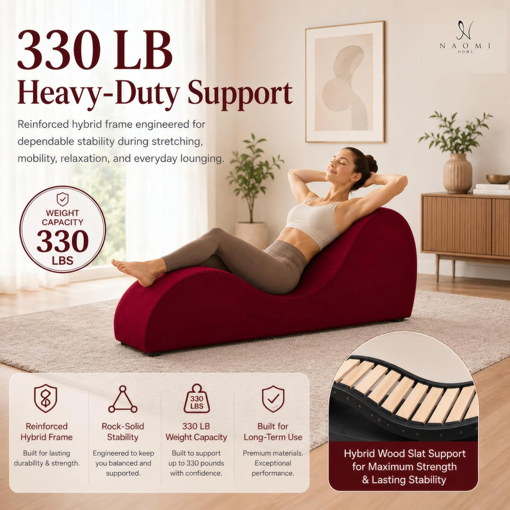 Naomi Home Leticia Ergonomic Yoga Chaise Lounge Chair, Red