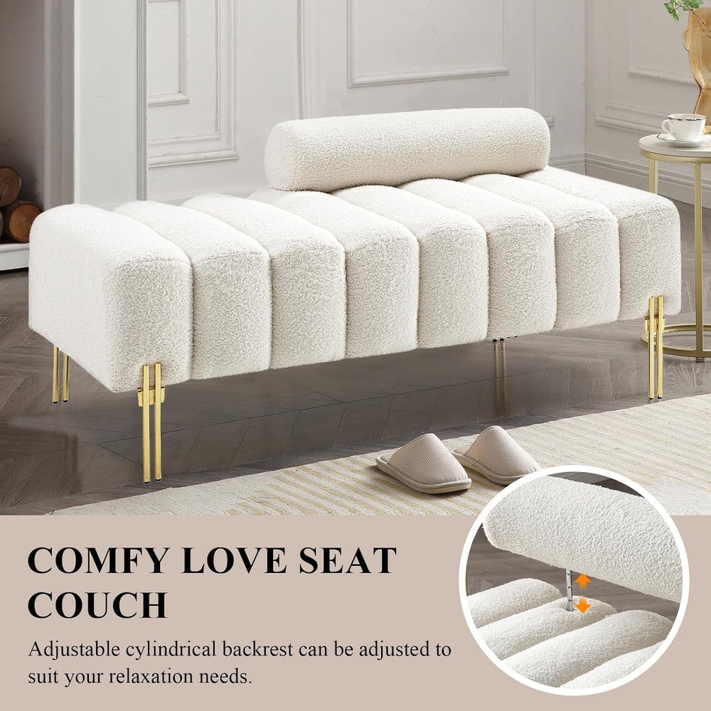 Ottoman Bench, Loveseat Sofa Couch with Adjustable Backrest | 53.2" Acce...