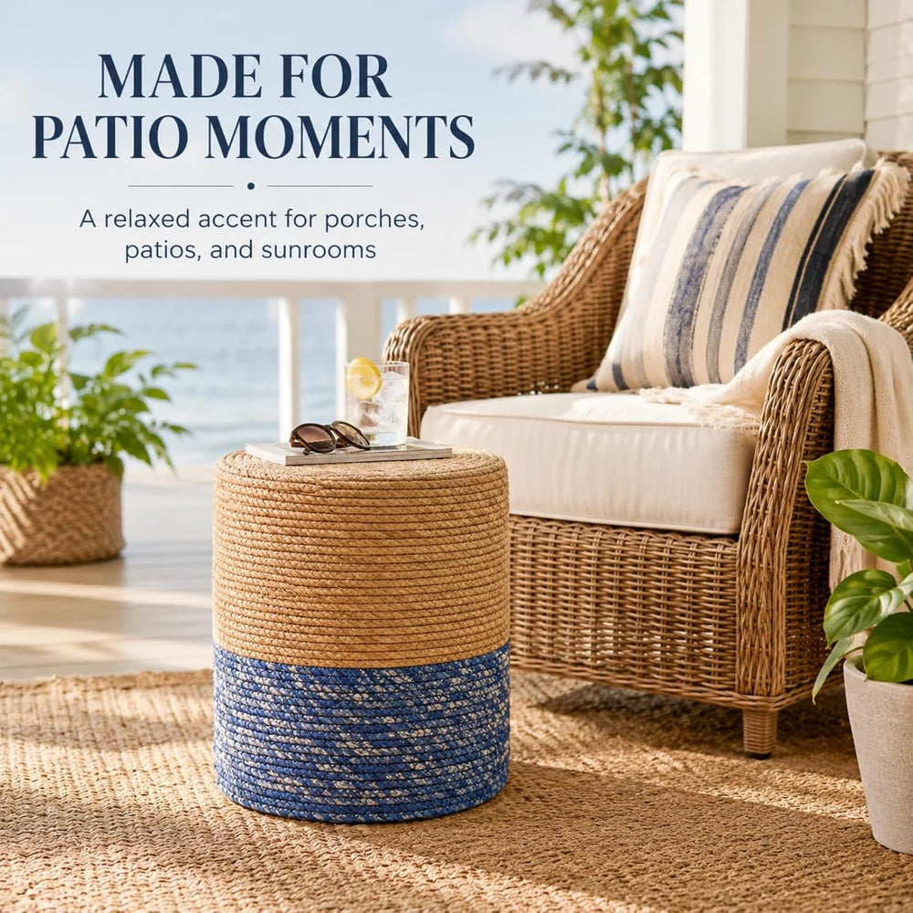 Wimarsbon Natural Seagrass Foot Stool, Hand Weaving Round Ottoman, for Living...