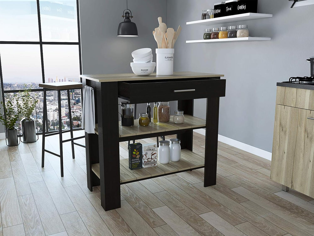 Cala Kitchen Island - Black Light O, 40 Inches