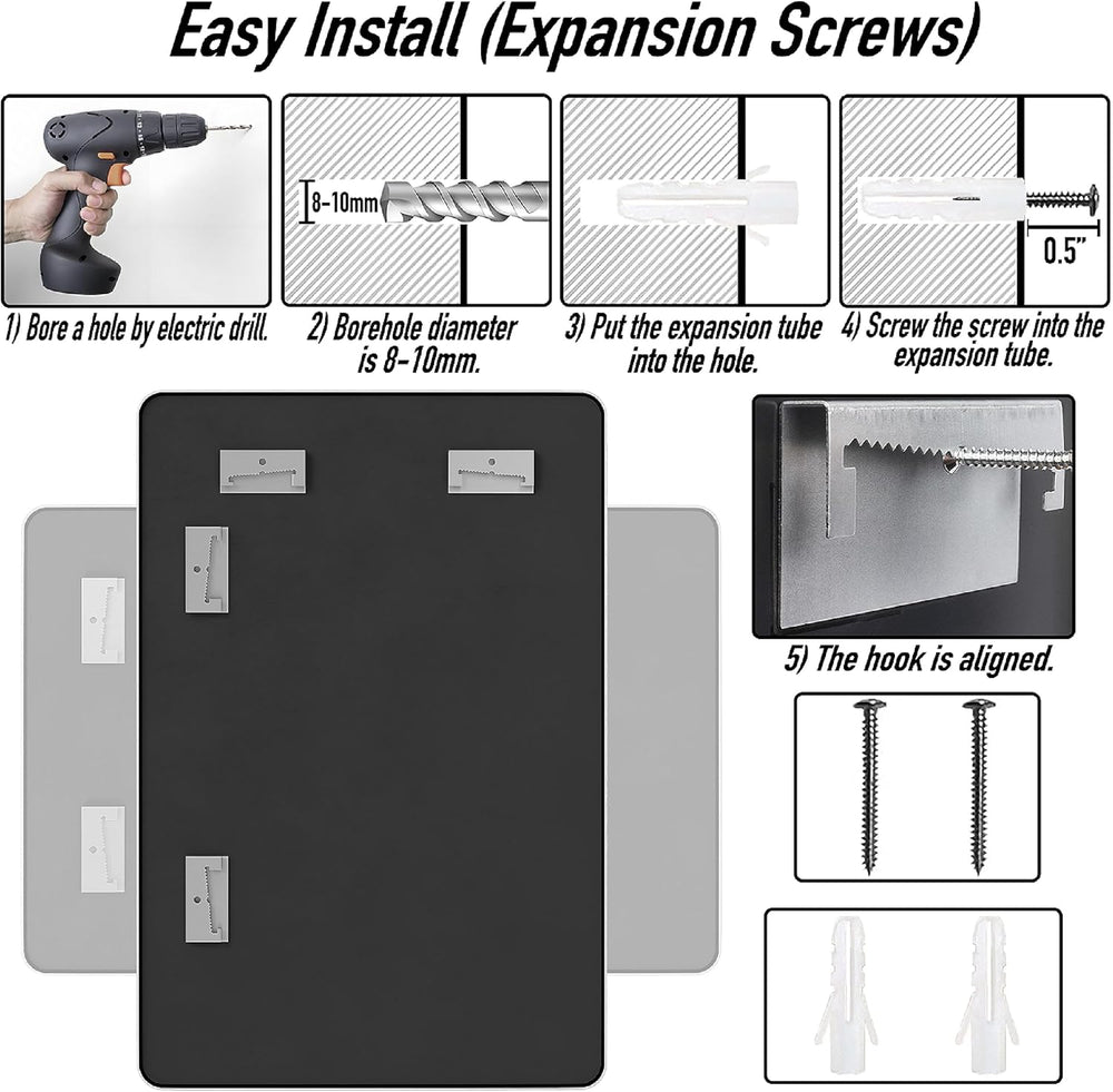 36x24 Bathroom Mirror Rect Wall Mounted Aluminum Metal Frame Silver