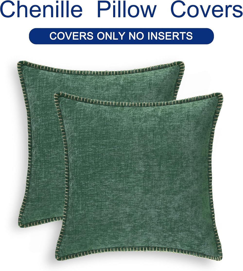 CaliTime Decorative Couch Throw Pillow Covers 24 X 24 Inches Dark Green