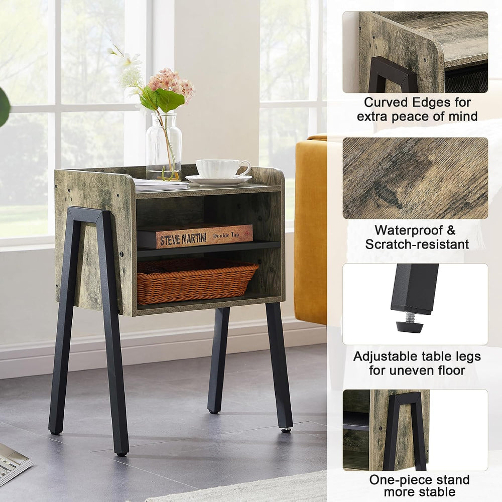 VECELO Nightstand Set of 2,Industrial Side Table End Table,Stackable Accent T...