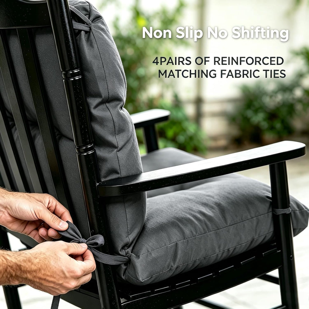 QILLOWAY Tufted Outdoor Chair Cushion Set of 4, Waterproof 43x20x4 Inch Non S...