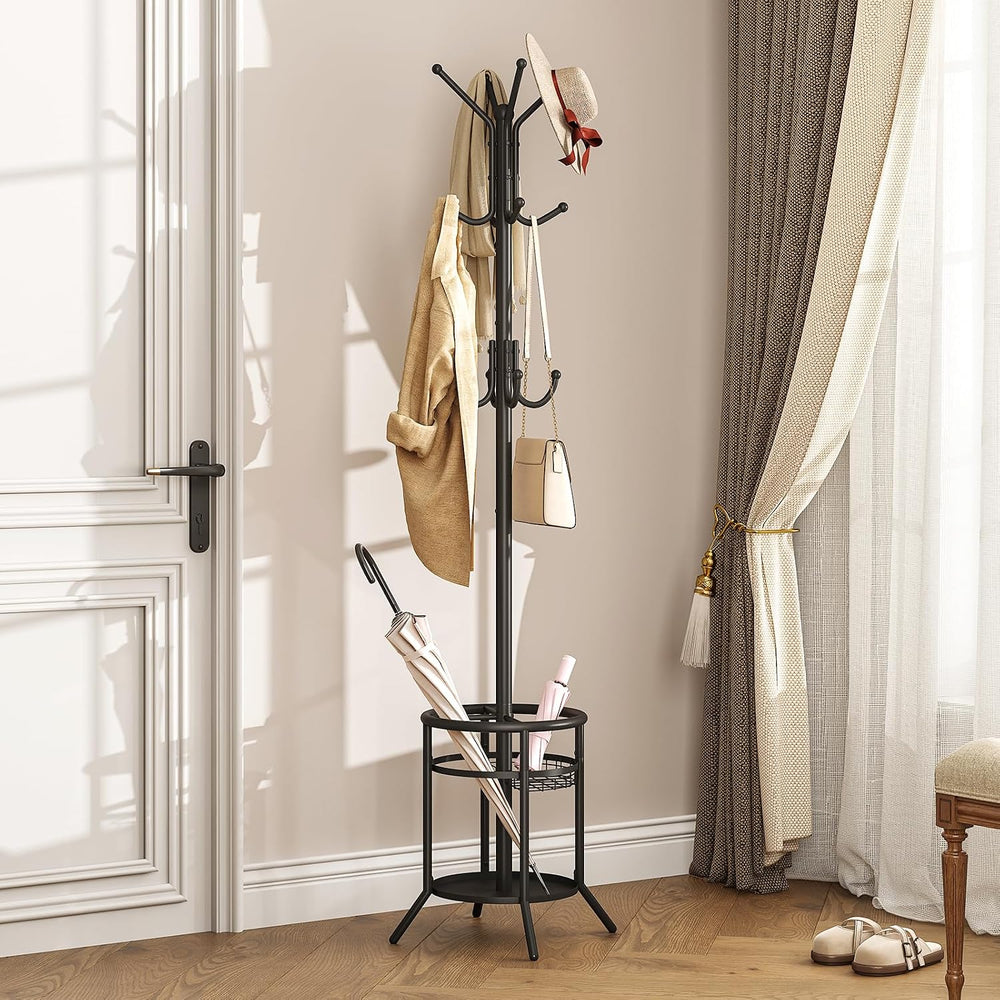 ELYKEN Coat Rack Freestanding, Metal Coat Rack with Umbrella Holder